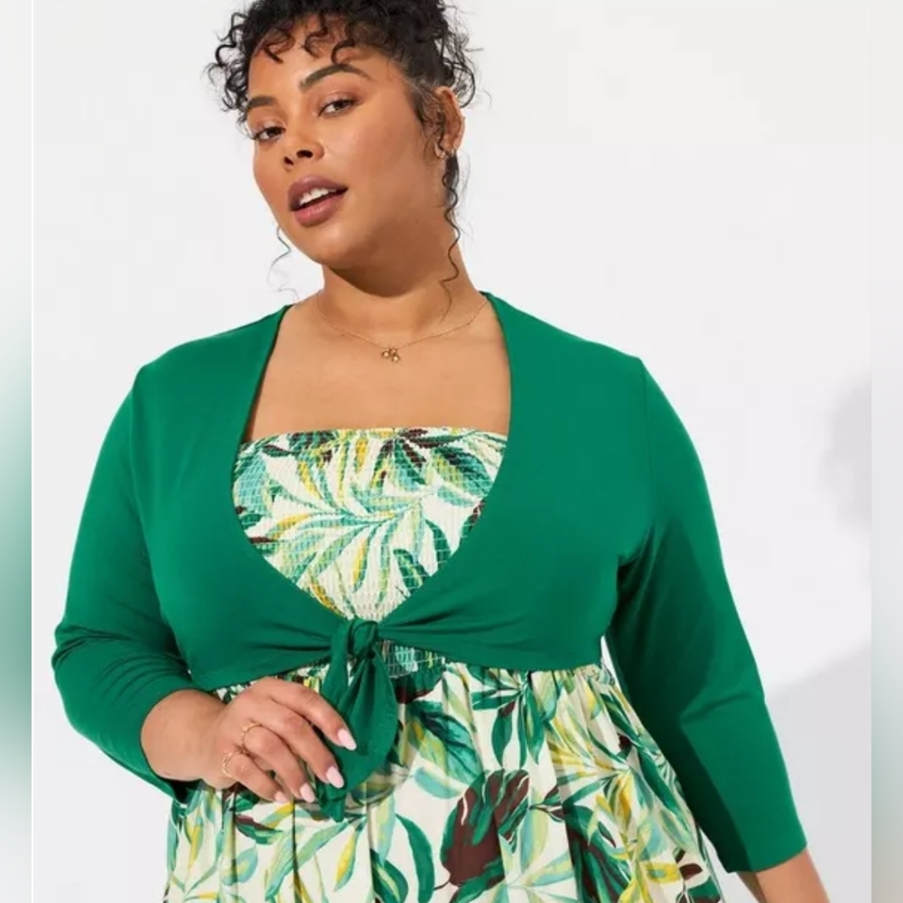 Torrid Super Soft green Shrug Tie-Front cardigan 4x